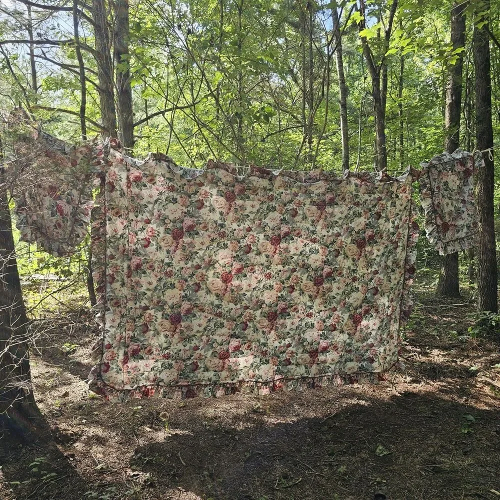 Croscill Arbor Rose Vintage Twin Comforter & Sham Set Floral Ruffled Cottage